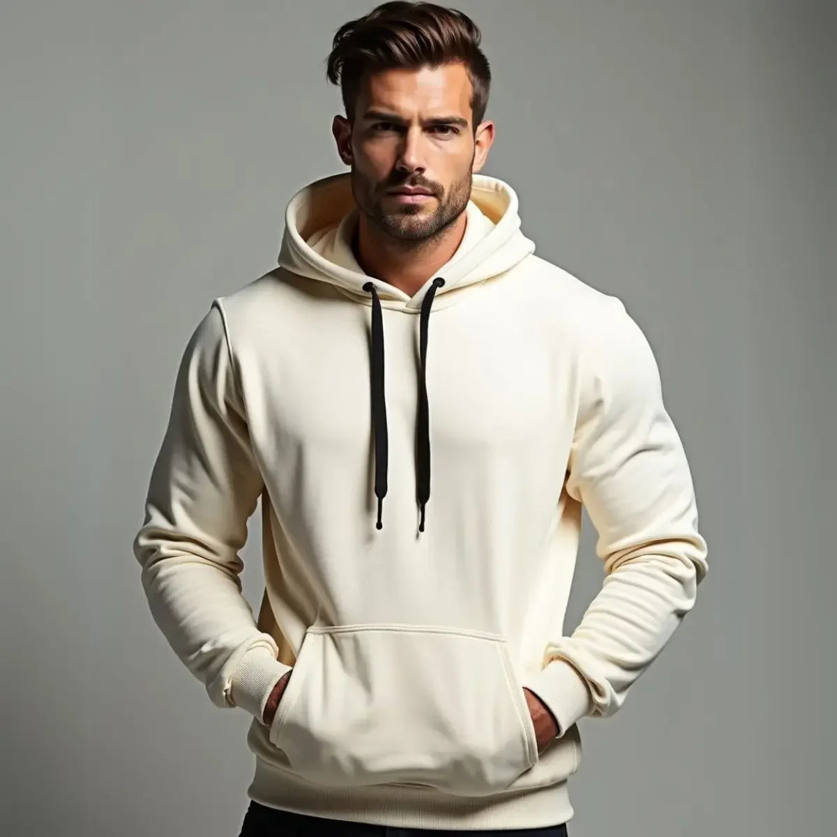 Kangaroo Sweatshirt Straight Blouse Cotton Flaneled GuGi Front Pocket Austavel Hoodie Fashion MLT01-LISO - Chakastore