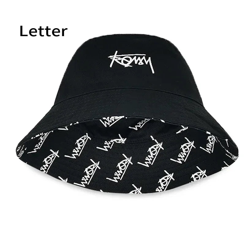 Big Head XL63cm Letter Print Bucket Hats Men Women Large Size Reversible Hip Hop Fisherman Caps Summer Sun Hat Plus Size Panama