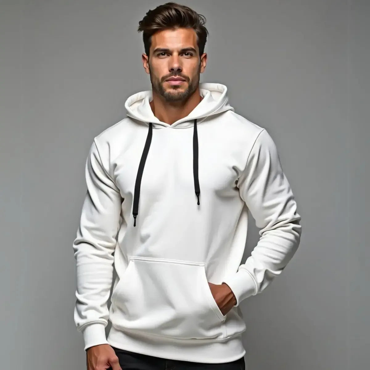 Kangaroo Sweatshirt Straight Blouse Cotton Flaneled GuGi Front Pocket Austavel Hoodie Fashion MLT01-LISO - Chakastore