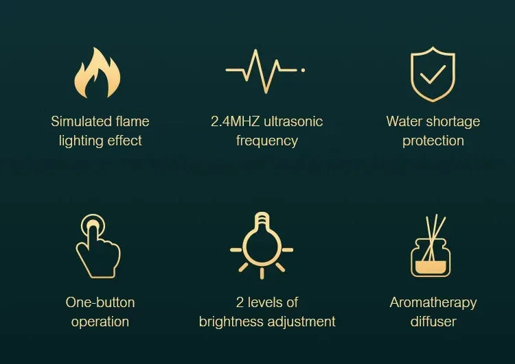 KINSCOTER Aroma Diffuser Air Humidifier Ultrasonic Cool Mist Maker Fogger Led Essential Oil Flame Lamp Difusor - Chakastore