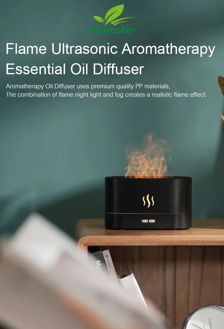 KINSCOTER Aroma Diffuser Air Humidifier Ultrasonic Cool Mist Maker Fogger Led Essential Oil Flame Lamp Difusor - Chakastore