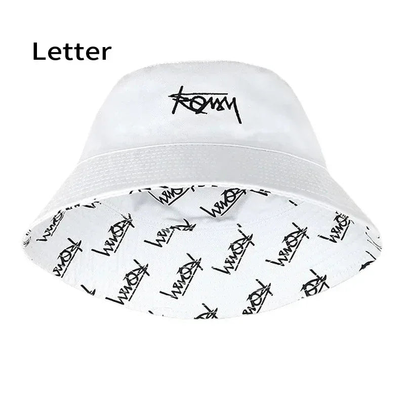 Big Head XL63cm Letter Print Bucket Hats Men Women Large Size Reversible Hip Hop Fisherman Caps Summer Sun Hat Plus Size Panama