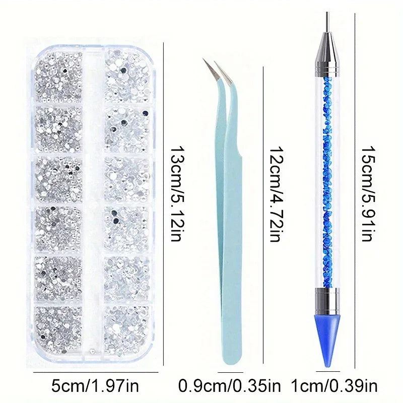 Nails Art Multi-Size Flat Back Acrylic Rhinestones 3D Crystal DIY Decorations Glitter Crystal Gem Manicure Accessories With - Chakastore