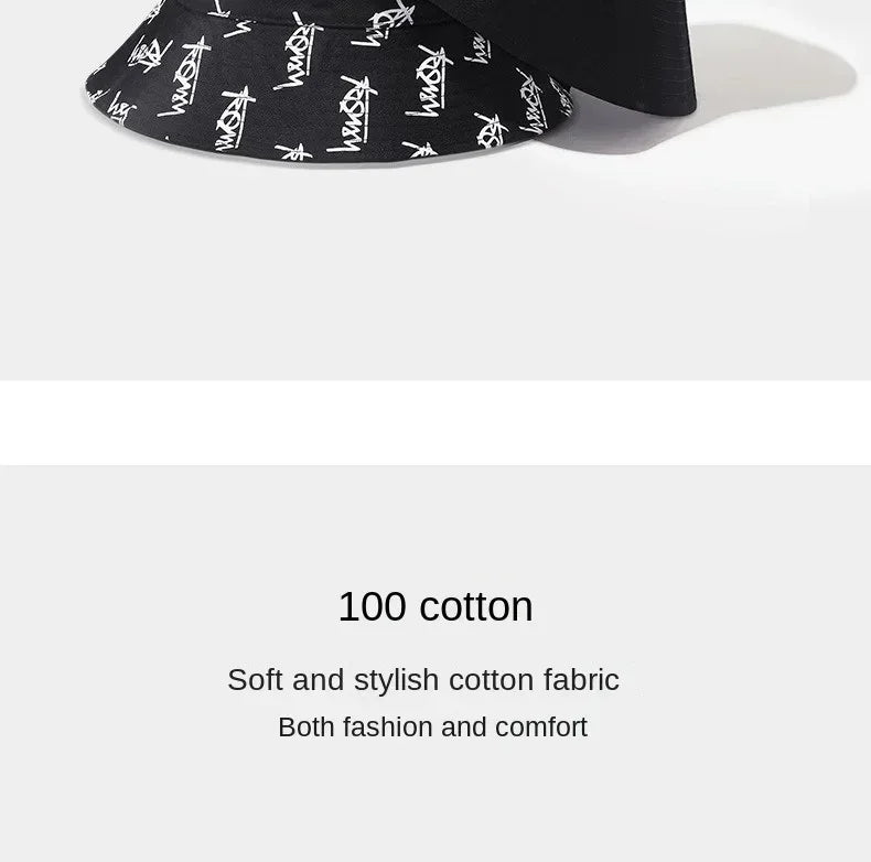 Big Head XL63cm Letter Print Bucket Hats Men Women Large Size Reversible Hip Hop Fisherman Caps Summer Sun Hat Plus Size Panama