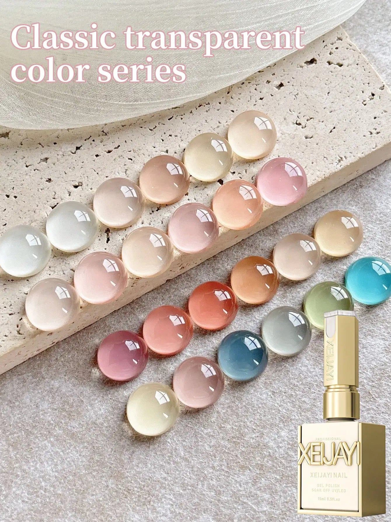 24Colors 15ML Ice-through Color Gel Nail Polish Semi Permanent Nail Art Soaking UV LED Nail Salon DIY