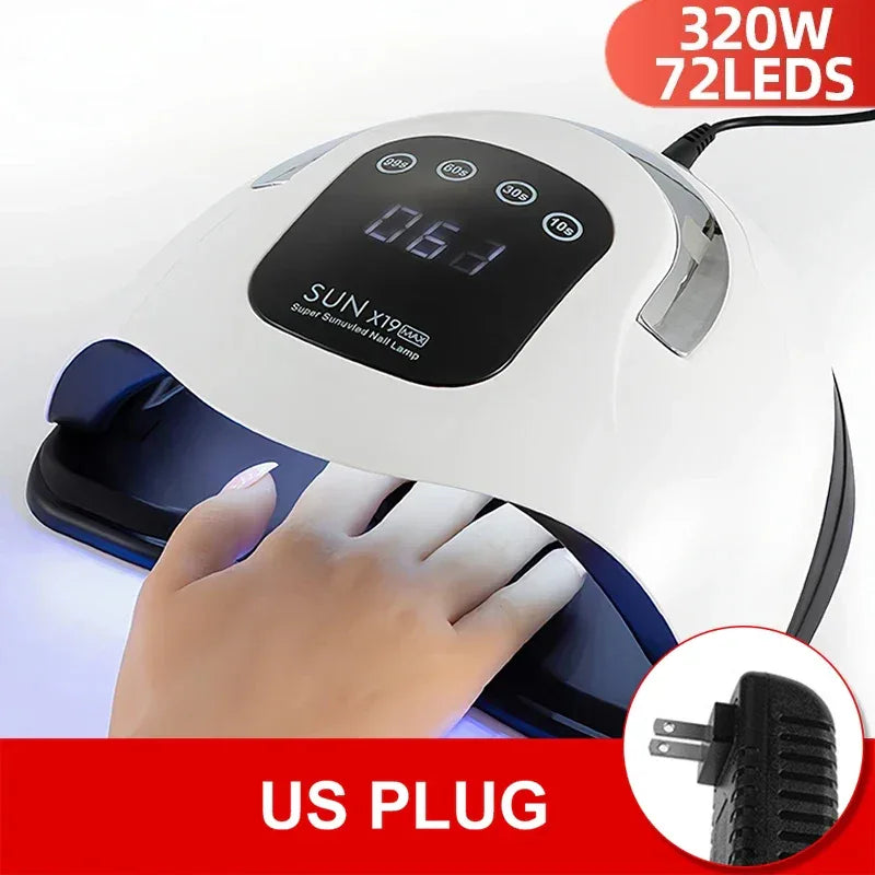 320W SUN X19 MAX Nail Dryer Machine 72 LEDS UV LED Lamp for Nails Gel Polish Curing Manicure Lamp With Large LCD Touch Screen