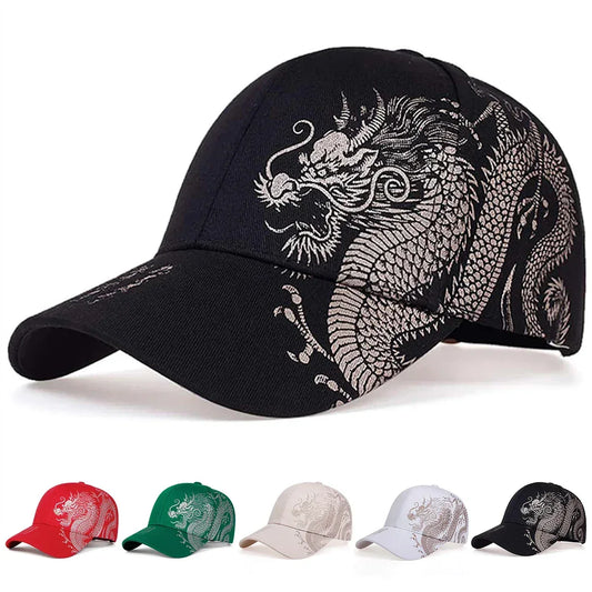 Unisex Golden Dragon Printing Baseball Caps Adjustable Casual Hats Spring and Autumn Outdoor Sunscreen Hat - Chakastore
