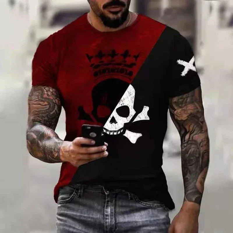 2024 New Oversized T Shirt For Men Casual Short Sleeve Hip Hop Smiling Face Print Plus Size Tee Shirt Pullover Mens T-shirt Top - Chakastore