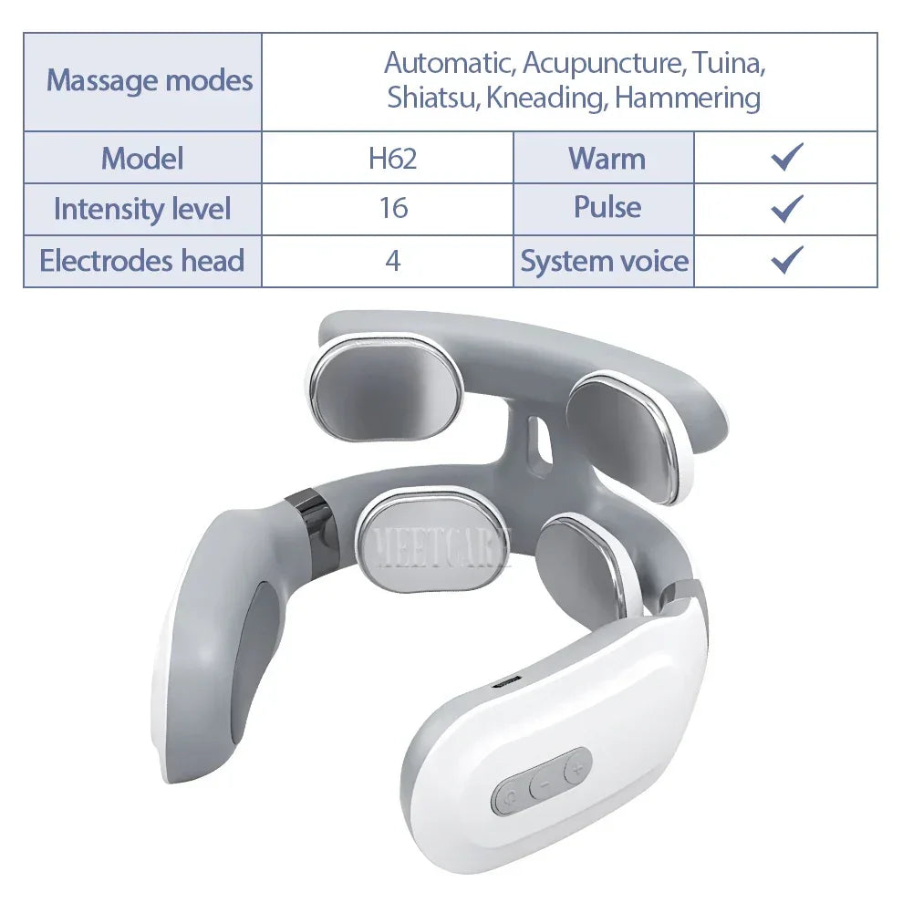 Smart Back Neck Massager Electric TENS Pulse Cervical Muscle Massages Wireless Shoulder Health Care H99 H62 JT88 F6Device