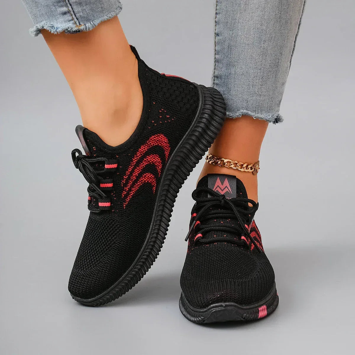 Spring and Autumn New Women's Casual Lace up Comfortable, Breathable, Lightweight and Wear-Resistant Sports Shoes - Chakastore