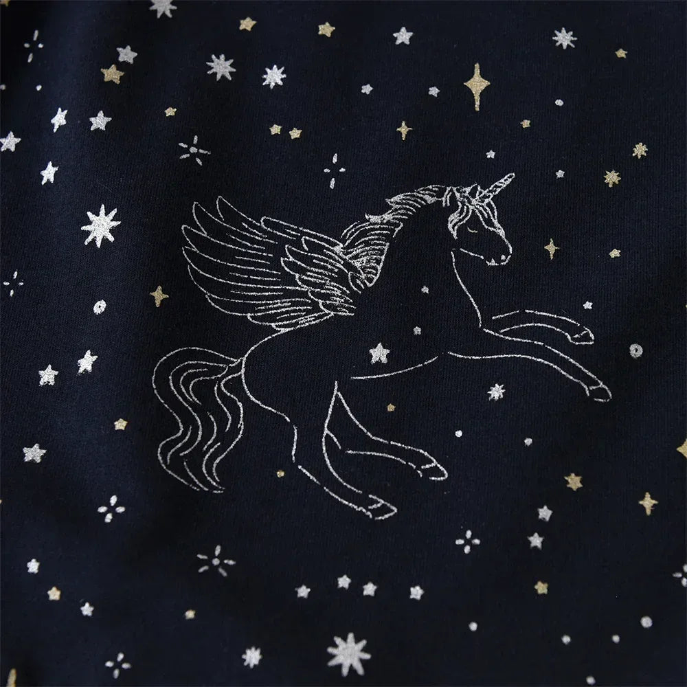 VIKITA Kids Unicorn Starry Moon Print Sweatshirt Tops Teenagers Autumn Spring Sports Wear Casual Cotton Fashion Sweatshirt - Chakastore