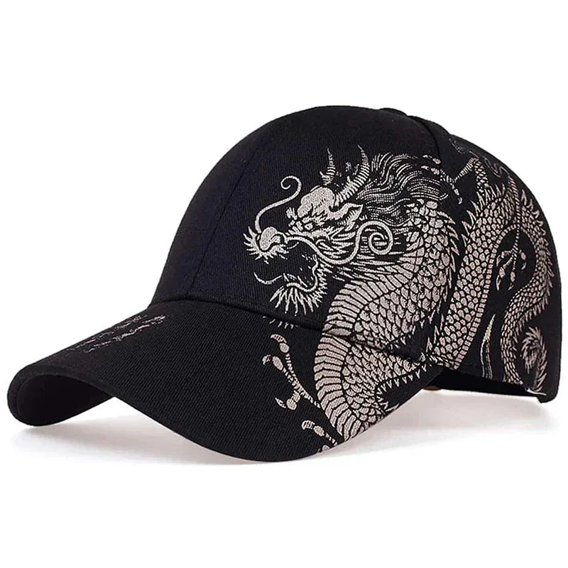 Unisex Golden Dragon Printing Baseball Caps Adjustable Casual Hats Spring and Autumn Outdoor Sunscreen Hat - Chakastore