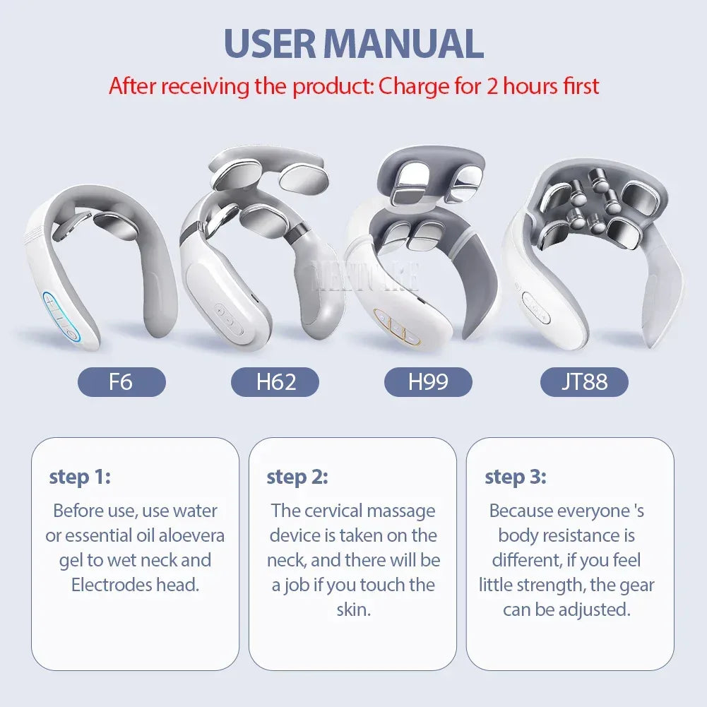 Smart Back Neck Massager Electric TENS Pulse Cervical Muscle Massages Wireless Shoulder Health Care H99 H62 JT88 F6Device - Chakastore