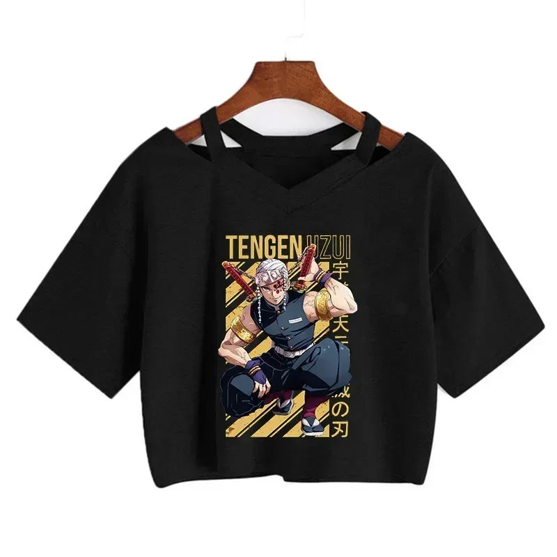 Demon Slayer T Shirt Nezuko Tshirt Women Kimetsu No Yaiba Crop Top Tees Japanese Anime Tanjirou Kamado Tops Manga T-shirt Female - Chakastore
