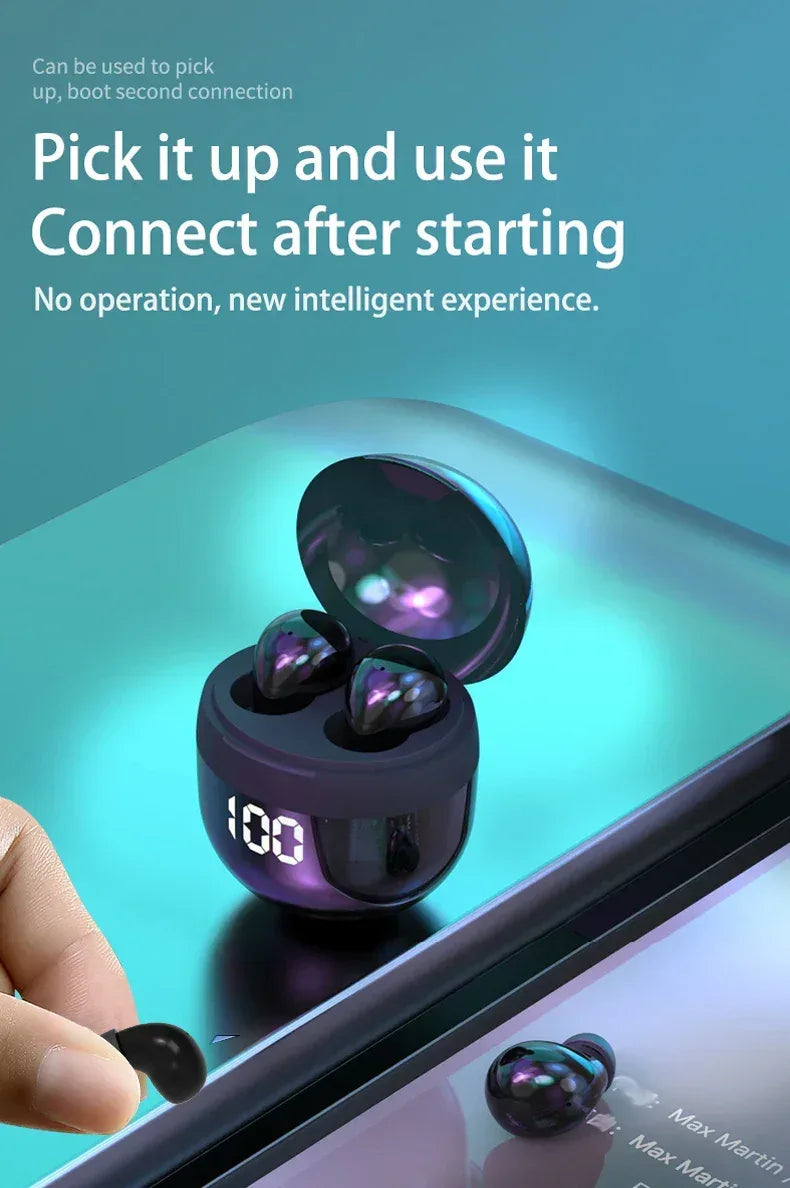 Invisible Headphones TWS Mini Earphones Wireless Bluetooth 5.3 Earbuds with Microphone Noise Reduction In-Ear Headset for Phone - Chakastore