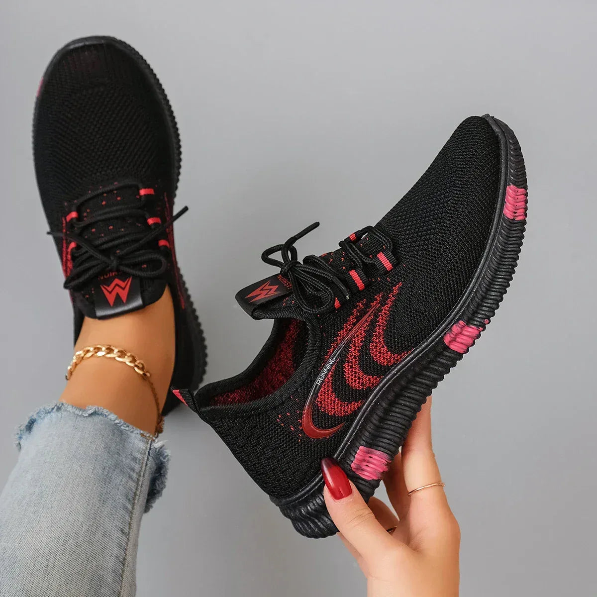 Spring and Autumn New Women's Casual Lace up Comfortable, Breathable, Lightweight and Wear-Resistant Sports Shoes - Chakastore