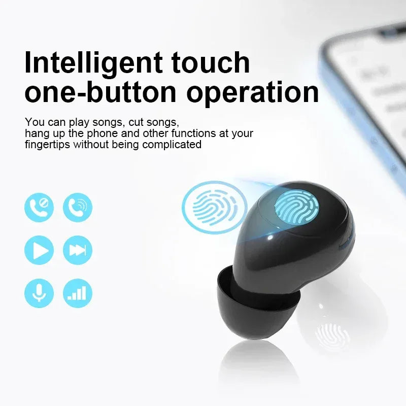 Invisible Headphones TWS Mini Earphones Wireless Bluetooth 5.3 Earbuds with Microphone Noise Reduction In-Ear Headset for Phone - Chakastore