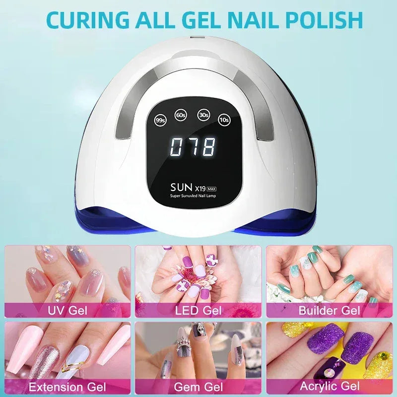 320W SUN X19 MAX Nail Dryer Machine 72 LEDS UV LED Lamp for Nails Gel Polish Curing Manicure Lamp With Large LCD Touch Screen - Chakastore