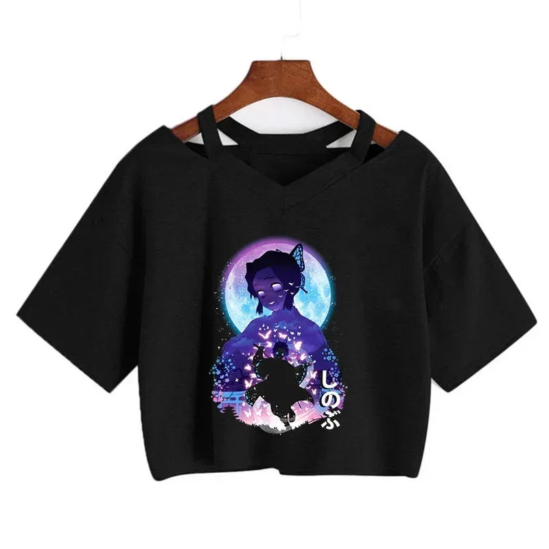 Demon Slayer T Shirt Nezuko Tshirt Women Kimetsu No Yaiba Crop Top Tees Japanese Anime Tanjirou Kamado Tops Manga T-shirt Female