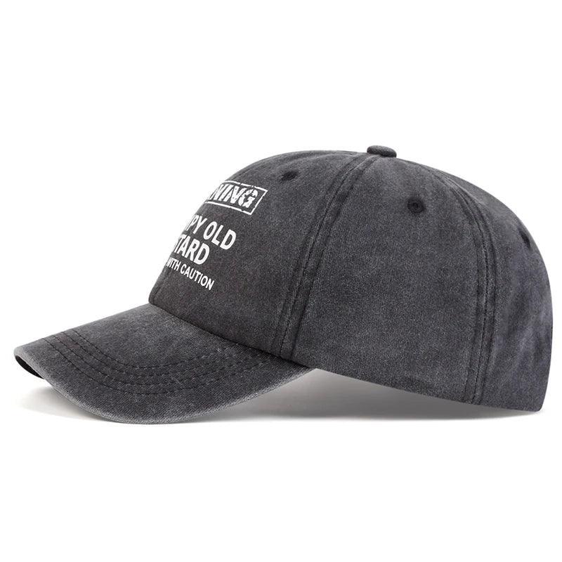 Unisex WARNING GRUMPY OLD BASTARD Print Wash Baseball Caps Spring and Autumn Outdoor Adjustable Casual Hats Sunscreen Hat - Chakastore