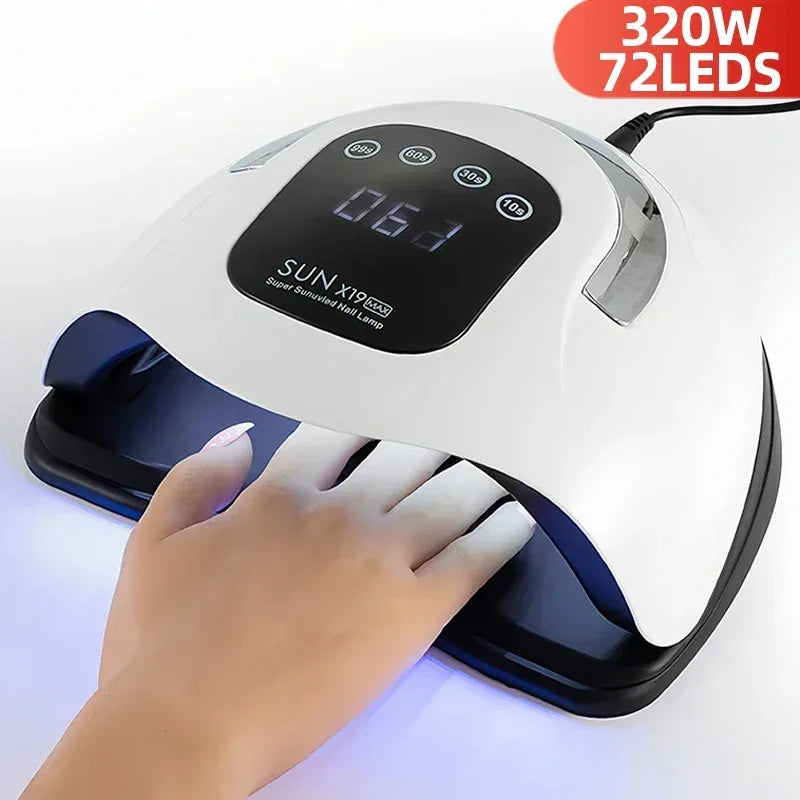 320W SUN X19 MAX Nail Dryer Machine 72 LEDS UV LED Lamp for Nails Gel Polish Curing Manicure Lamp With Large LCD Touch Screen - Chakastore