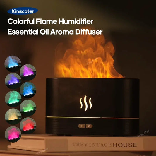 KINSCOTER Aroma Diffuser Air Humidifier Ultrasonic Cool Mist Maker Fogger Led Essential Oil Flame Lamp Difusor - Chakastore