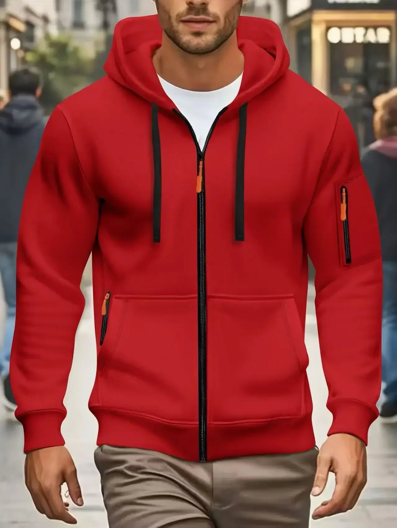 Men autumn and winter New Hoodies Long Sleeve Sweatshirt pocket Zipper Design Hooded Sweatshirt Men Sportswear Casual Jacket - Chakastore