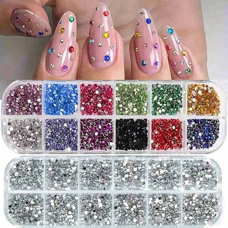 Nails Art Multi-Size Flat Back Acrylic Rhinestones 3D Crystal DIY Decorations Glitter Crystal Gem Manicure Accessories With - Chakastore
