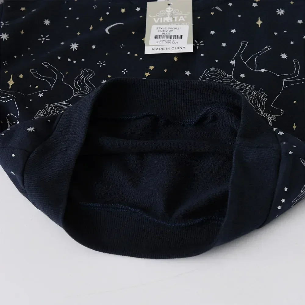 VIKITA Kids Unicorn Starry Moon Print Sweatshirt Tops Teenagers Autumn Spring Sports Wear Casual Cotton Fashion Sweatshirt - Chakastore