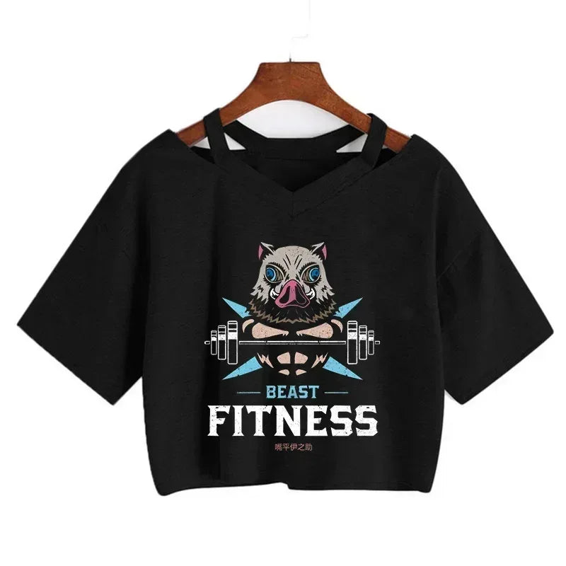 Demon Slayer T Shirt Nezuko Tshirt Women Kimetsu No Yaiba Crop Top Tees Japanese Anime Tanjirou Kamado Tops Manga T-shirt Female - Chakastore
