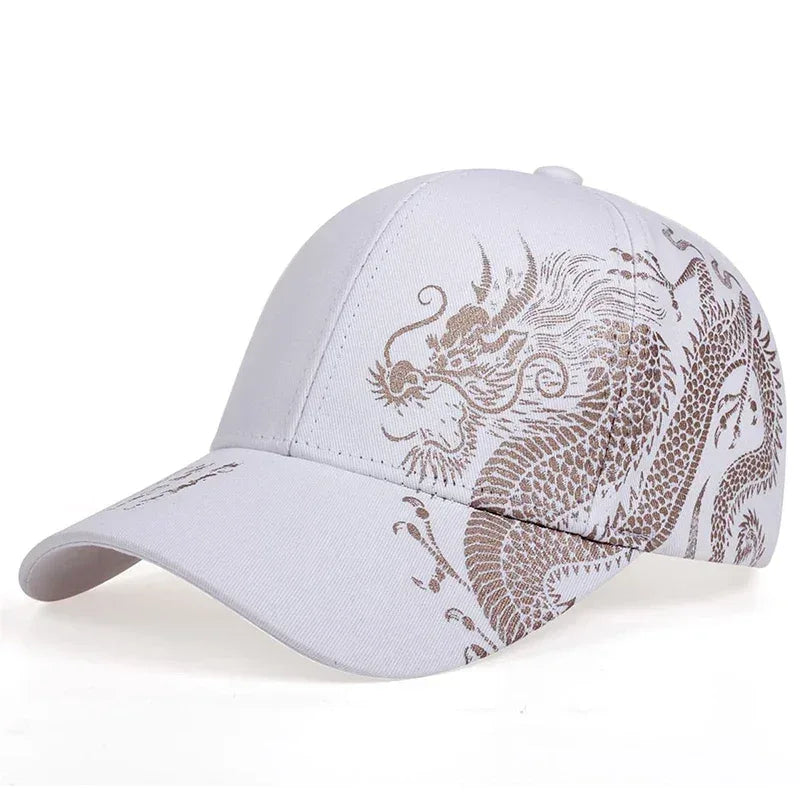 Unisex Golden Dragon Printing Baseball Caps Adjustable Casual Hats Spring and Autumn Outdoor Sunscreen Hat - Chakastore
