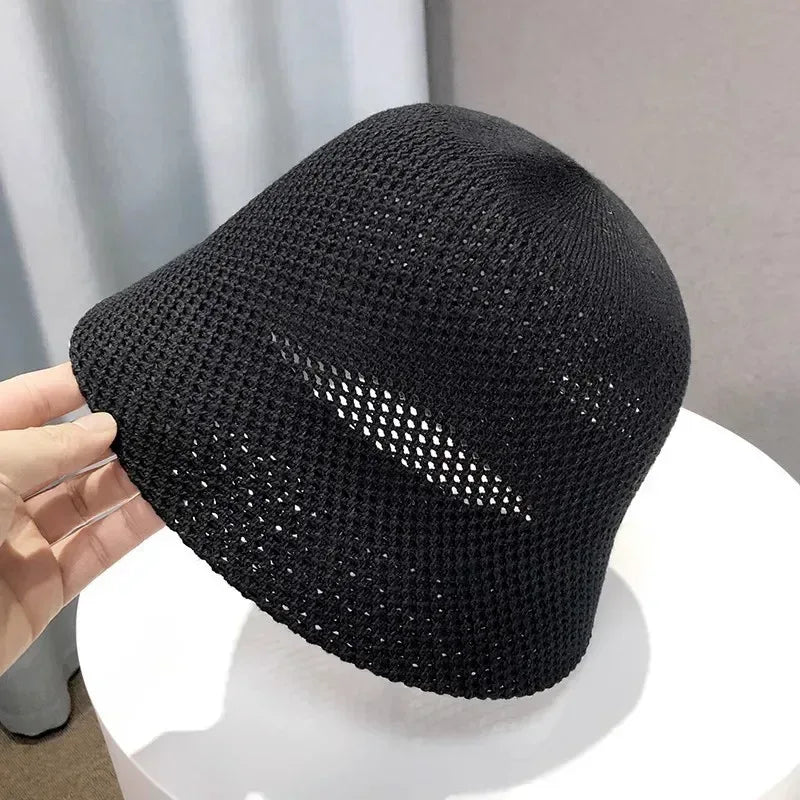 Women Bucket Hat Summer Hollow Out Thin Breathable Sun Hat Female Beach Panama Cap Fold Outdoor Japanese Lesure Fishierman Cap - Chakastore