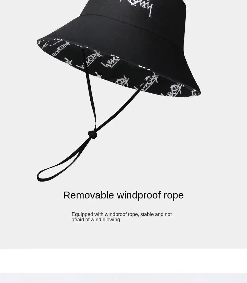 Big Head XL63cm Letter Print Bucket Hats Men Women Large Size Reversible Hip Hop Fisherman Caps Summer Sun Hat Plus Size Panama