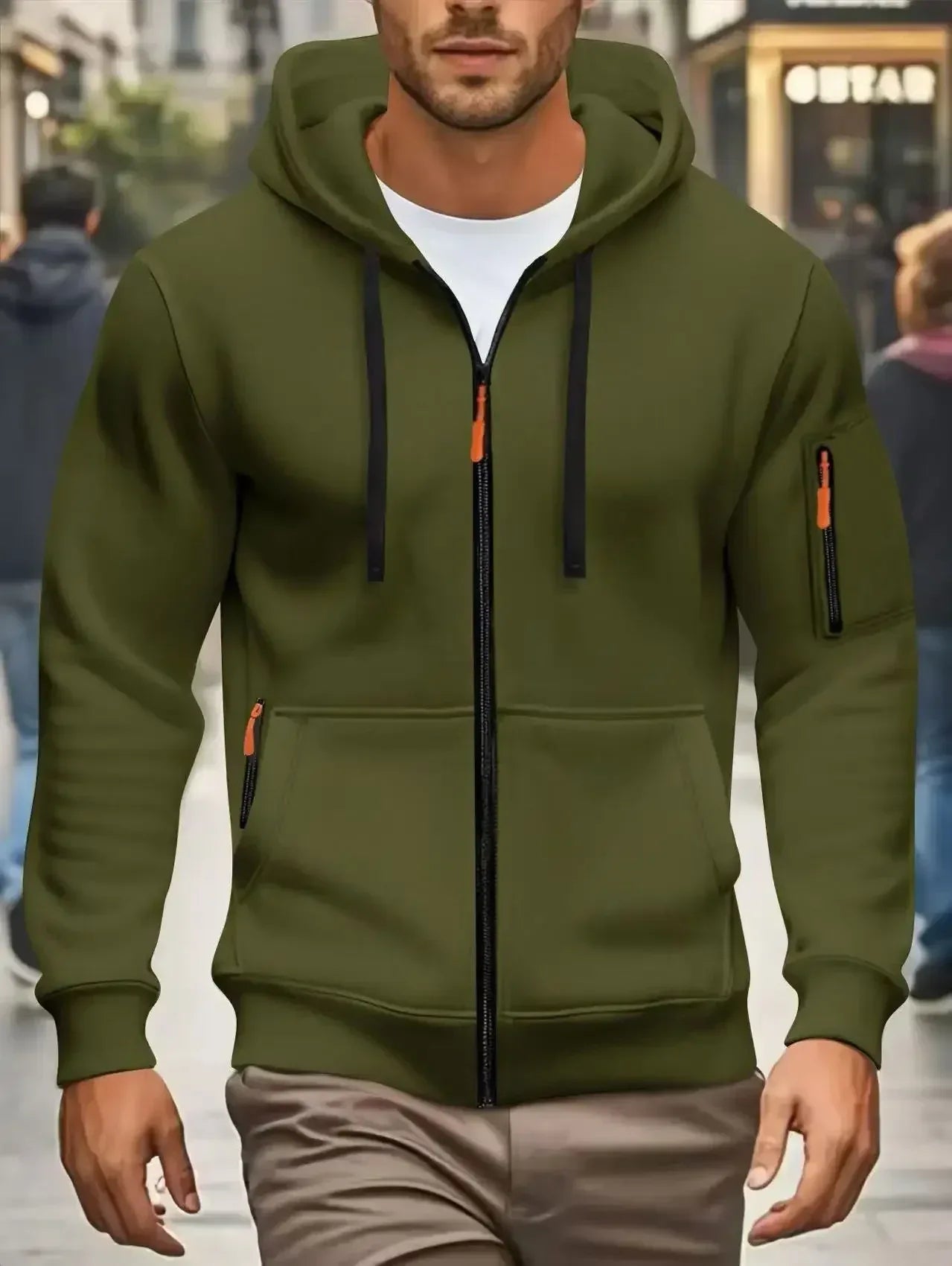 Men autumn and winter New Hoodies Long Sleeve Sweatshirt pocket Zipper Design Hooded Sweatshirt Men Sportswear Casual Jacket - Chakastore
