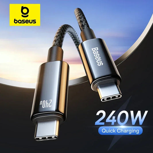 Baseus PD 240W Super Fast Charging Cables For iPhone 16 15 Plus Promax TypeC To USB Type C Wire Cable For Macbook iPad Data Cord - Chakastore