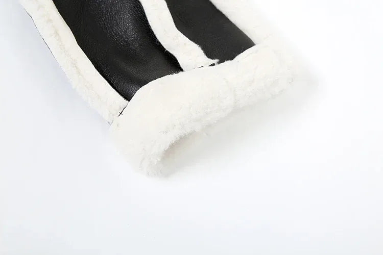Weird Puss Furry Patchwork Women Crop Jacket Hipster Full Sleeve Open Stitch Hipster Streetwear Warm Outwear Basic Wild Coat
