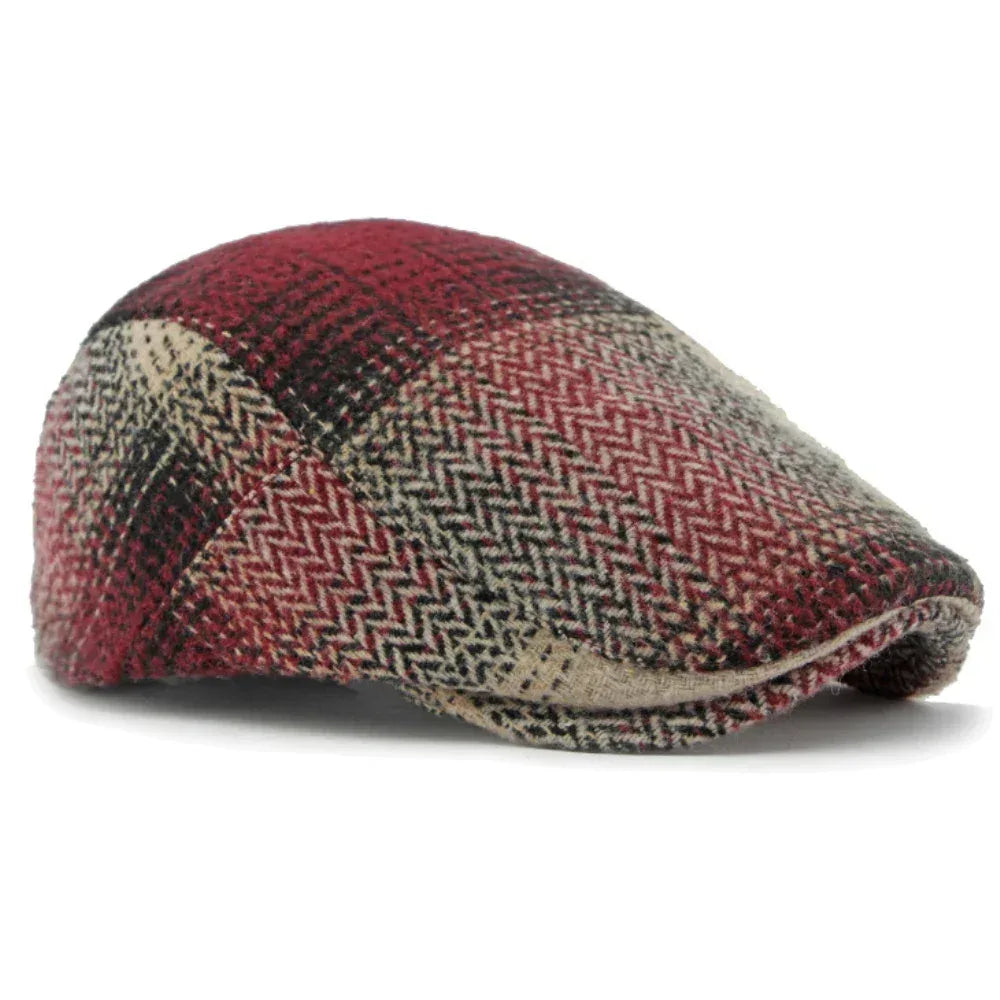 HT4238 Berets New Plaid Artist Painter Beret Hat Male Female Spring Autumn Flat Caps for Men Women Retro Beret Caps - Chakastore