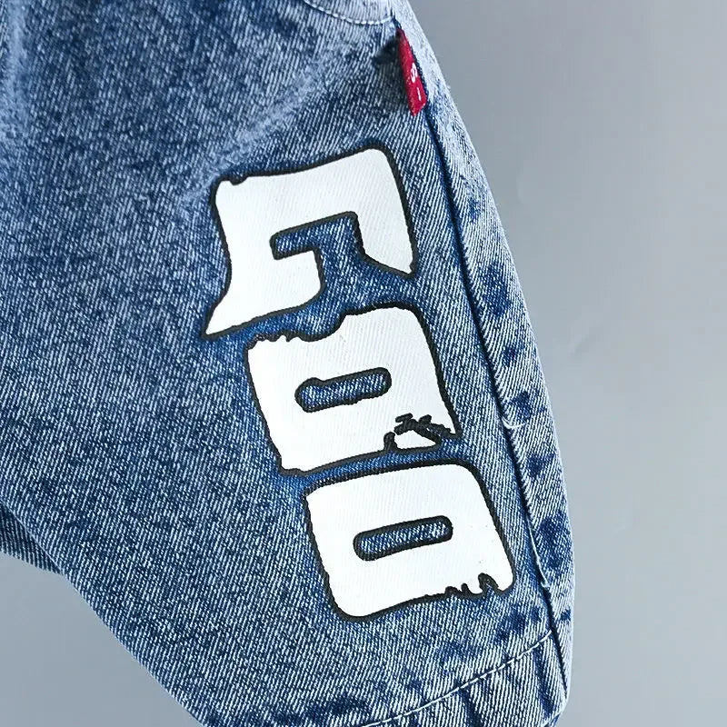 Spring and Autumn Children's Clothing Set New Boys' Baby Cowboy Vest T-shirt Jeans 3-Piece Set 73-110cm