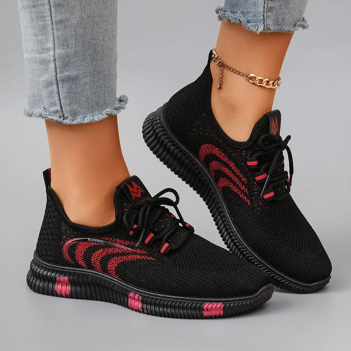 Spring and Autumn New Women's Casual Lace up Comfortable, Breathable, Lightweight and Wear-Resistant Sports Shoes - Chakastore