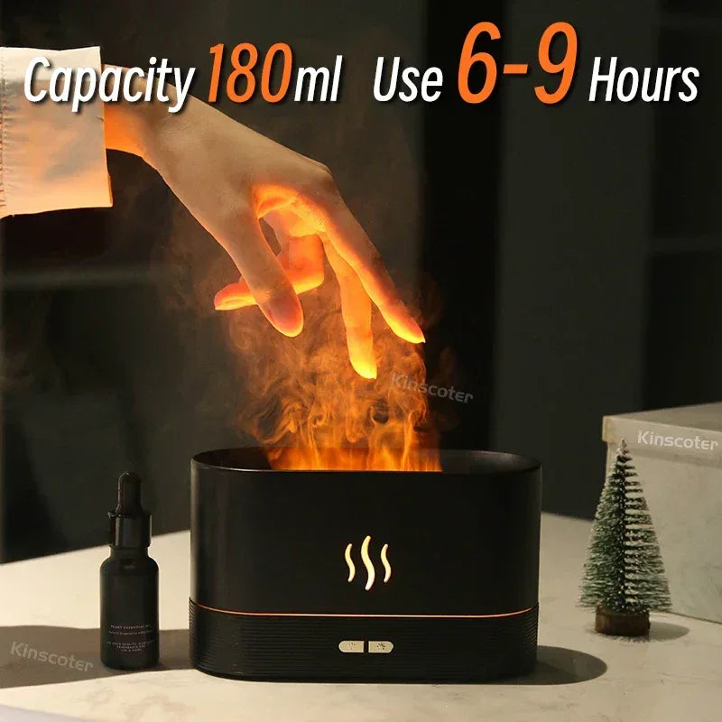KINSCOTER Aroma Diffuser Air Humidifier Ultrasonic Cool Mist Maker Fogger Led Essential Oil Flame Lamp Difusor - Chakastore
