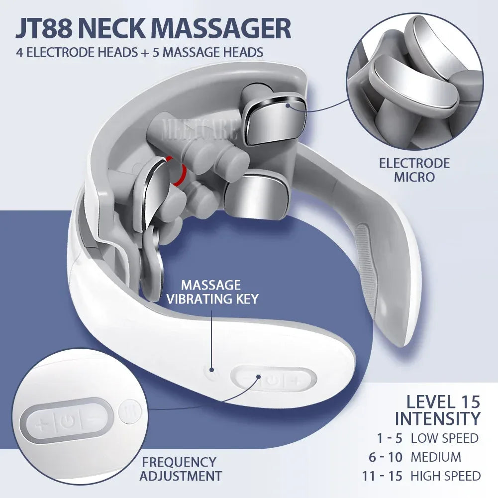 Smart Back Neck Massager Electric TENS Pulse Cervical Muscle Massages Wireless Shoulder Health Care H99 H62 JT88 F6Device