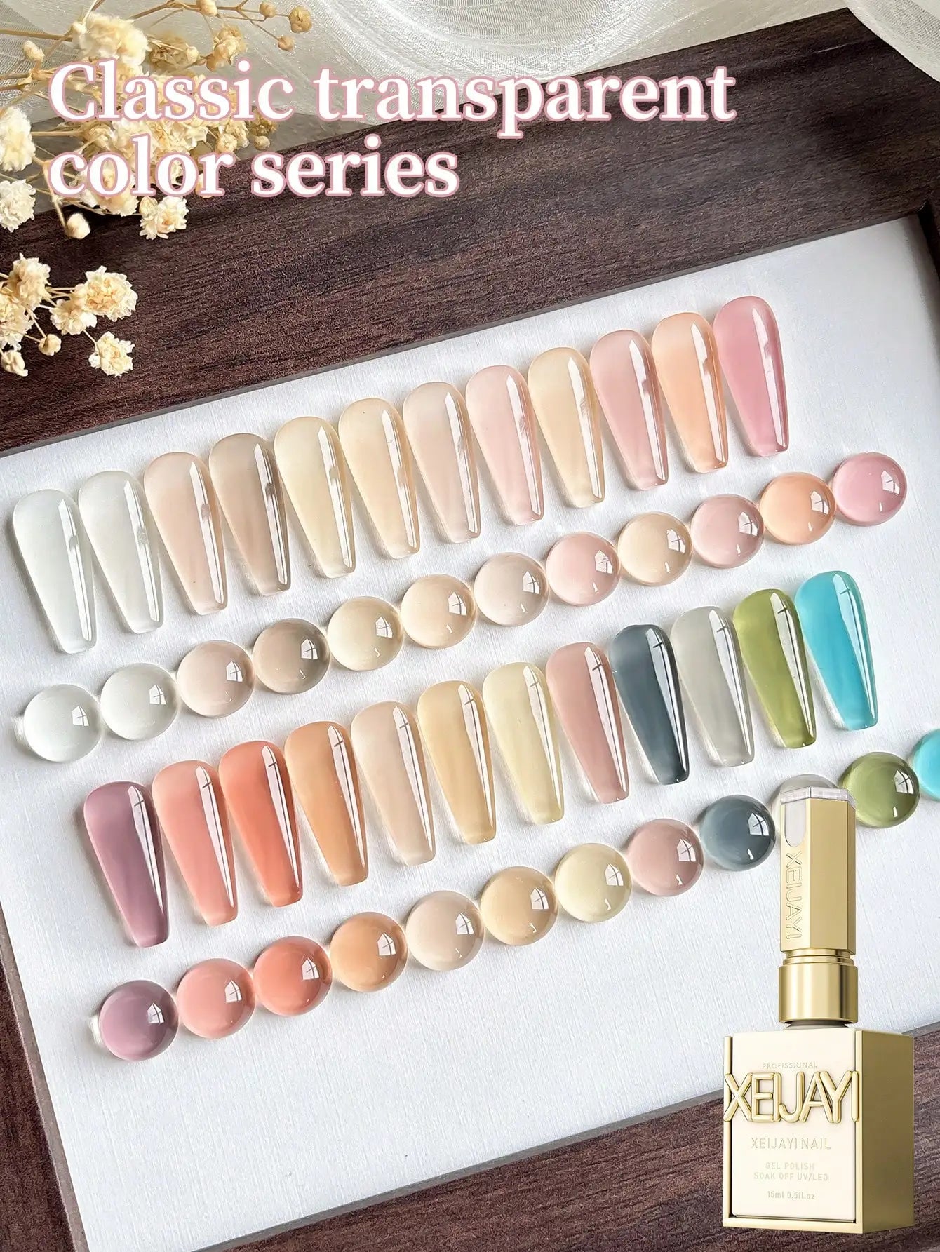24Colors 15ML Ice-through Color Gel Nail Polish Semi Permanent Nail Art Soaking UV LED Nail Salon DIY
