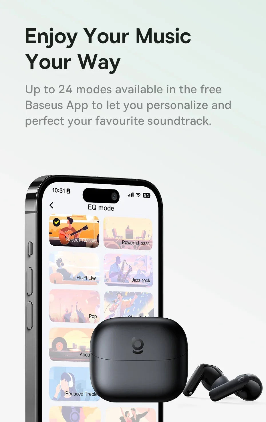 Baseus Bass EP10 NC -43dB Noise Cancelling ANC True Wireless Earbuds Bluetooth 6.0 In-Ear Wireless Earphones 4-Mics ENC Ear buds
