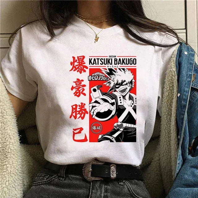 Manga Cute My Hero Academia Anime T Shirt Women Boku No Hero Academia T-shirt Bakugou Himiko Toga Tees Anime Deku Tshirt