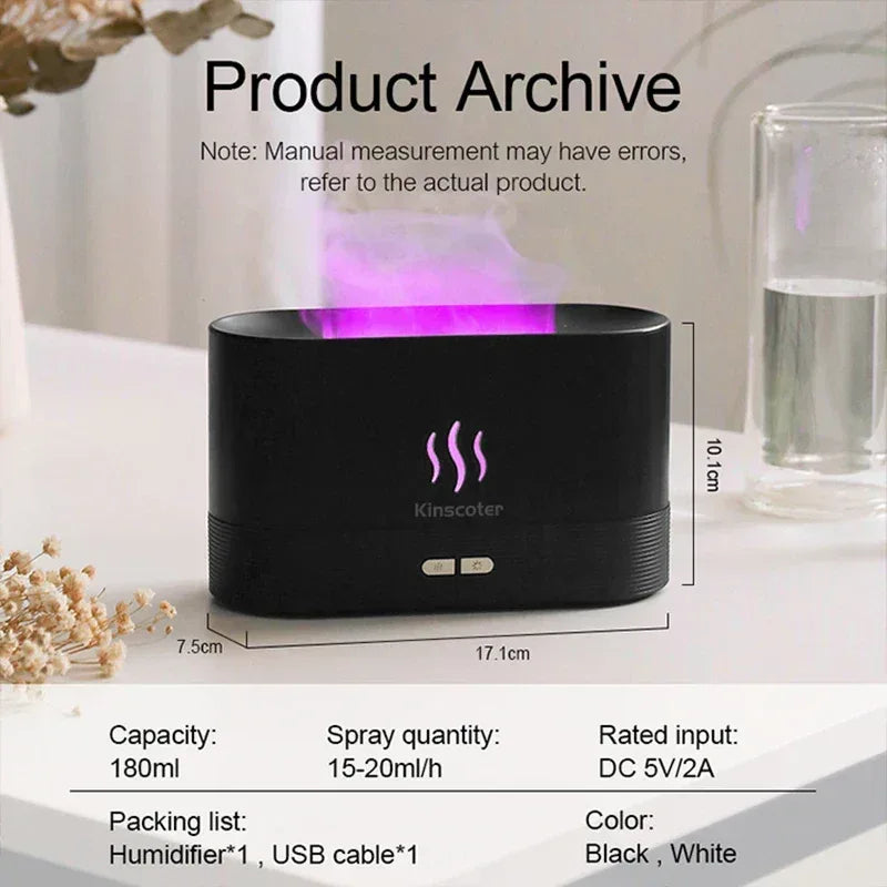 KINSCOTER Aroma Diffuser Air Humidifier Ultrasonic Cool Mist Maker Fogger Led Essential Oil Flame Lamp Difusor - Chakastore