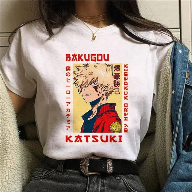 Manga Cute My Hero Academia Anime T Shirt Women Boku No Hero Academia T-shirt Bakugou Himiko Toga Tees Anime Deku Tshirt