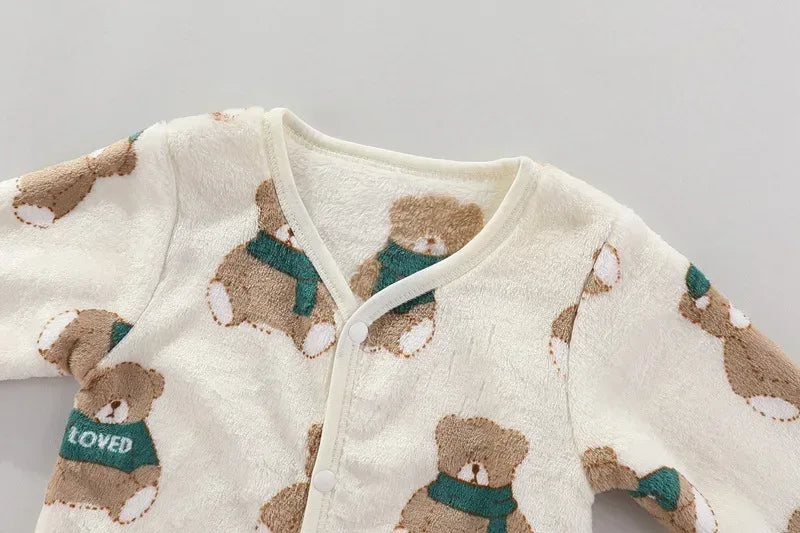 2Pcs Set Newborn Baby Clothing Flannle Spring Autumn Set for Babies Soft Toddler Jacket Baby Pant Cartoon Boys Girls Set 0-24M - Chakastore
