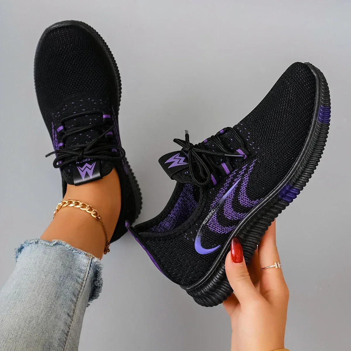 Spring and Autumn New Women's Casual Lace up Comfortable, Breathable, Lightweight and Wear-Resistant Sports Shoes - Chakastore