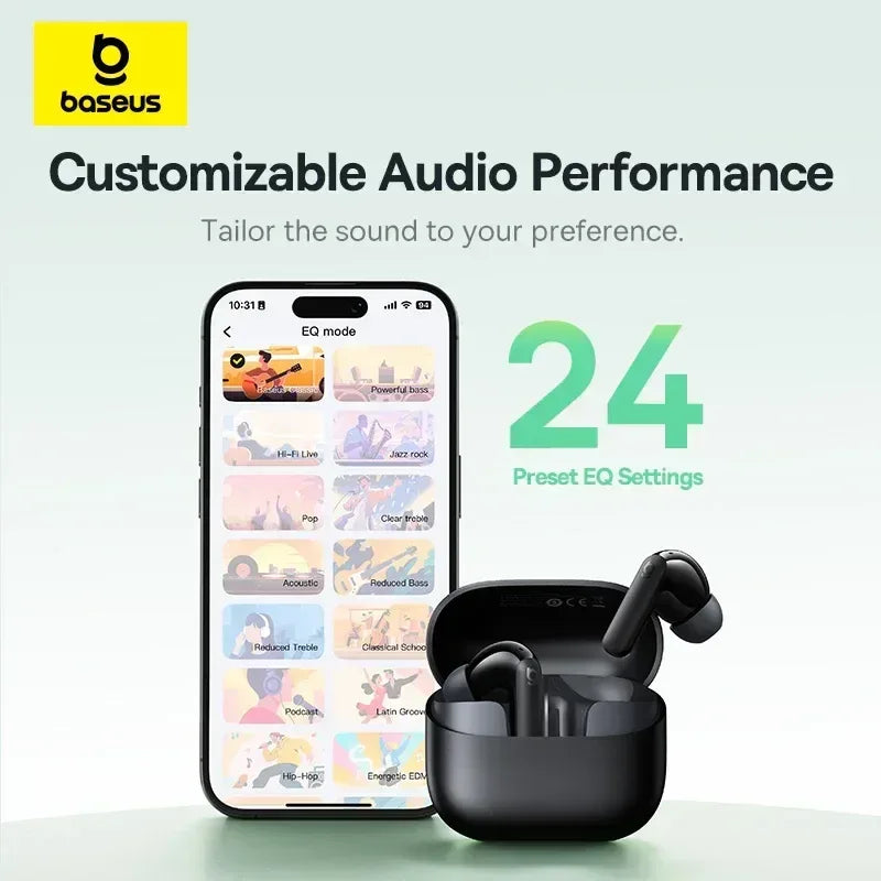 Baseus Bass EP10 NC -43dB Noise Cancelling ANC True Wireless Earbuds Bluetooth 6.0 In-Ear Wireless Earphones 4-Mics ENC Ear buds - Chakastore