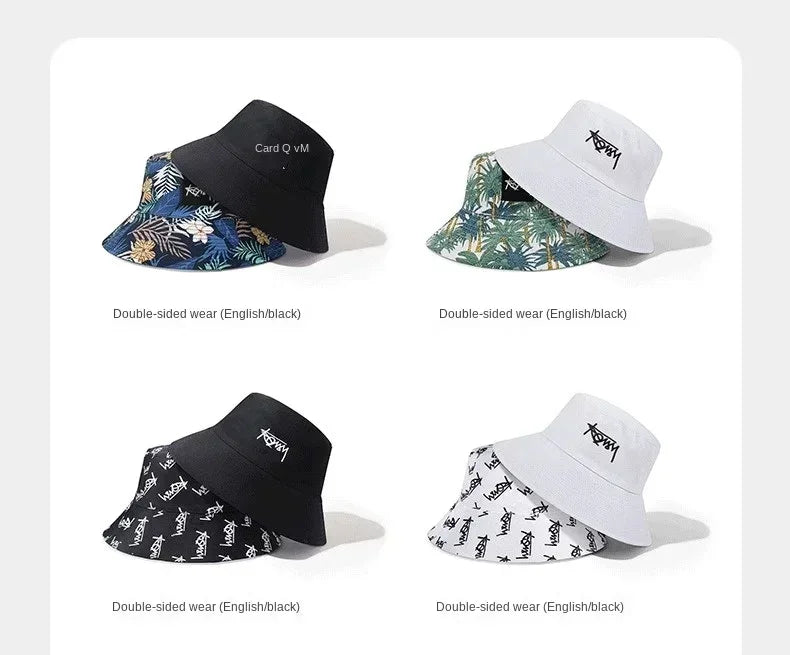Big Head XL63cm Letter Print Bucket Hats Men Women Large Size Reversible Hip Hop Fisherman Caps Summer Sun Hat Plus Size Panama